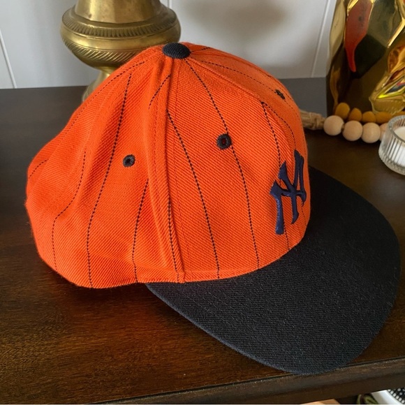 Vintage Genuine Merchandise Grosscap New York Yankees Orange Wool Stripe Hat - Picture 5 of 8